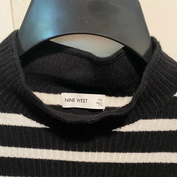 Nine West Monochrome Striped Sweater XXL - Picture 2 of 5